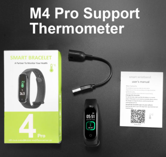 M4 Pro Smartband – Upgraded with Thermometer Function